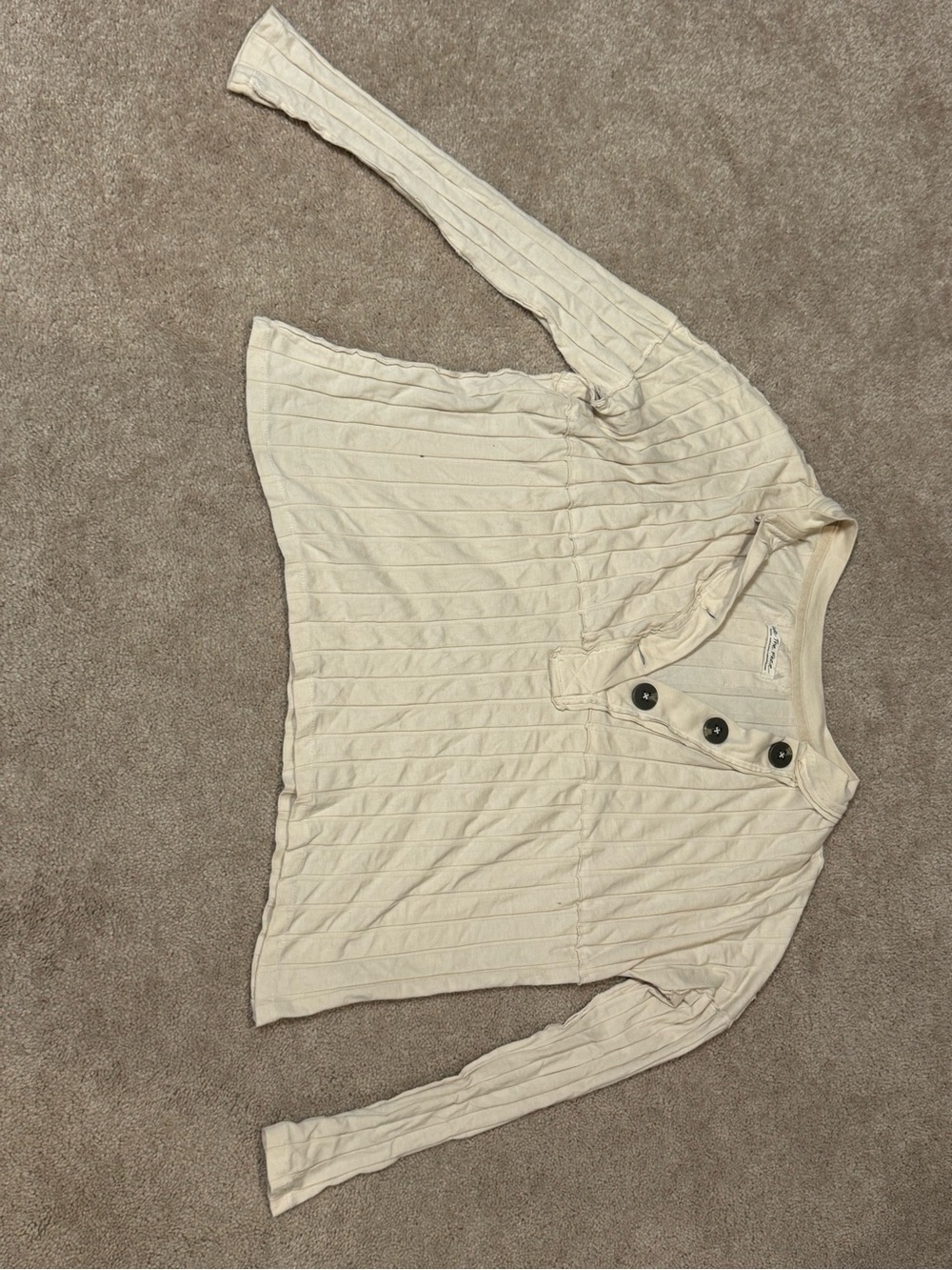 Free People We The Free Ivory Ribbed Henley Top